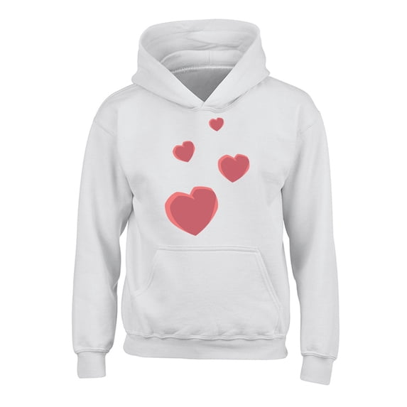 Valentine Hoodies for Kids Red Hearts Hooded Youth Sweatshirt Valentine's Day
