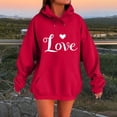 thumbnail image 1 of Valentine Hoodies for Womens Heart Love Pattern Valentines Long Sleeve Shirts Casual Round Neck Pullover Top, 1 of 3