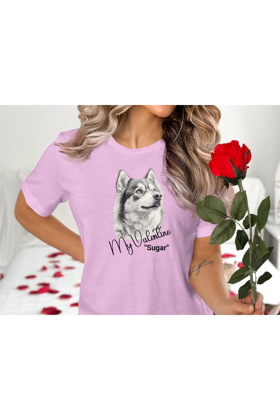 Valentine Husky T-Shirt, Dog Lover Gift, Personalized Names