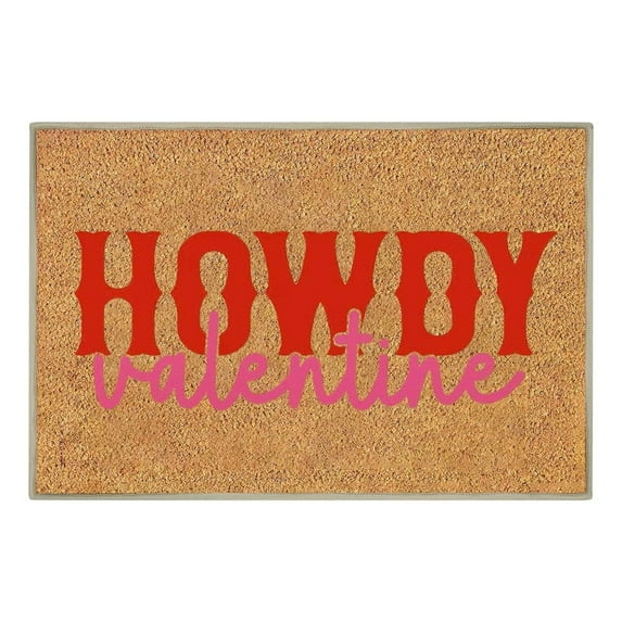 Valentine Imitation Coconut Fiber Doormat Red Pink Love Heart Welcome Floor Mat Non-Slip Entrance Door Rugs for Indoor Outdoor Home Bathroom Decor 16*24in F