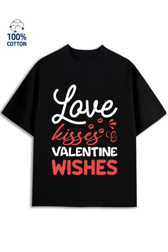 Valentine Kisses Tee men's lover black Daytime and weekend wear grey y2k Basic Unisex Shirt Crewneck tshirts Basic Unisex Shirt Printed tshirts Casual Unisex Shirt Cotton tshirts