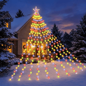 Outdoor String Lights Decorations, 350 LED Star Waterfall String Fairy Lights with 8 Modes for Indoor wedding Decor