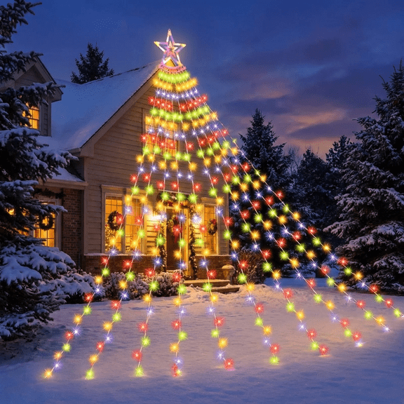 Wedding String Lights Decorations, 350 LED Star Waterfall String Fairy Lights with 8 Modes for Outdoor Indoor Decor