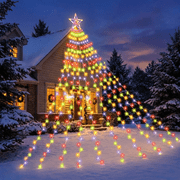 Outdoor String Lights Decorations, 350 LED Star Waterfall String Fairy Lights with 8 Modes for Indoor wedding Decor