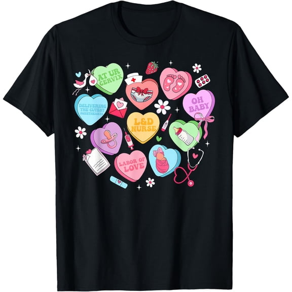 Valentine Labor and Delivery Nurse Heart Women T-Shirt TShirt