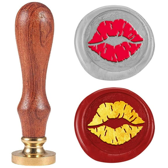 Valentine Lips Wax Seal Stamp 1 Vintage Sealing Stamps Removable Brass Head Seal Stamp with Wooden Handle for Envelope Greeting Card Valentine's Day Wedding Invitations Wine Gift Wrapping