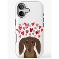 thumbnail image 1 of Valentine Longhaired Chocolate Dachshund Art Phone Case for iPhone 11 12 13 14 15 16 17 Pro Max, 1 of 2