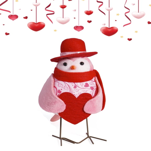 Valentine Love Birds Decor, Tabletop Shelf Decorations, Cute Valentine’s Day Decor, Pink Bird Figurines Light up s Day s Couple Party Tiered Tray, Sweet Gifts for Women