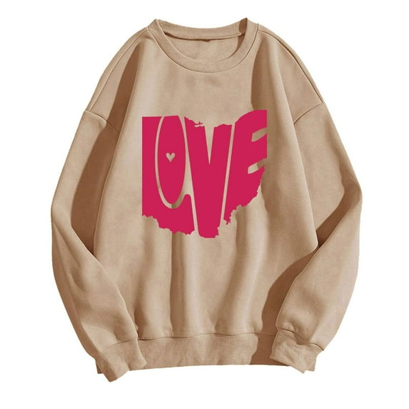 Valentine Love Heart Sweatshirts for Womens Trendy Oversized Pullover Long Sleeve Cute Y2K Hoodies