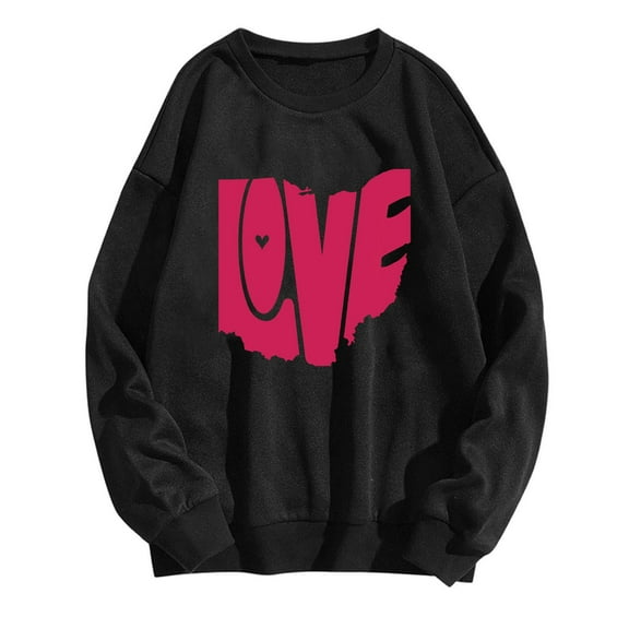 Valentine Love Heart Sweatshirts for Womens Trendy Oversized Pullover Long Sleeve Cute Y2K Hoodies