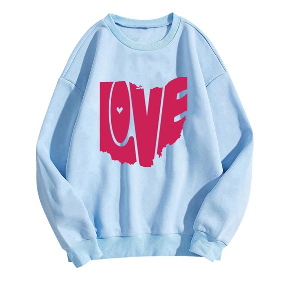 Valentine Love Heart Sweatshirts for Womens Trendy Oversized Pullover Long Sleeve Cute Y2K Hoodies