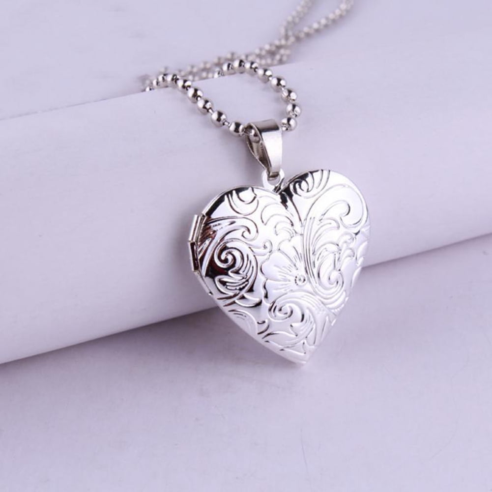 Valentine Lover Gift Photo Frames Can Open Locket Necklaces Heart Pendant Necklace Jewelry for Women Girlfriend Gift