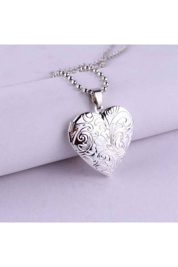 Valentine Lover Gift Photo Frames Can Open Locket Necklaces Heart Pendant Necklace Jewelry for Women Girlfriend Gift