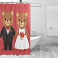 thumbnail image 1 of Valentine Married Bears Shower Curtains with 12 Hooks Waterproof Bathroom Decor 66" x 72", 1 of 6