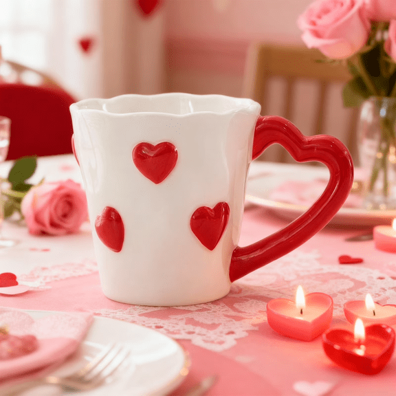 Valentine Mug 3D Heart Coffee Cup - Perfect Gift for Valentine's Day/Birthday, Microwave & Dishwasher Friendly,Red