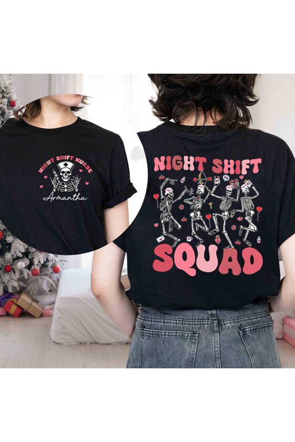 Valentine Night Shift Nurse Shirt, Night Shift Squad Shirt, Dancing Nursing Student, Valentines Day Nurse Rn Er Nurse Xoxo, Full Size S-5XL