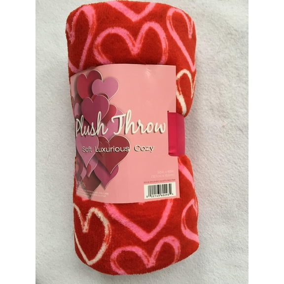 Valentine Open Heart Plush Blanket Throw