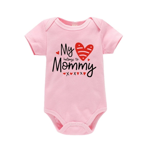 Toddler Girl Valentines Day Outfit Short Sleeve Letter Print Romper Bodysuit Cute Boy Outfits Baby Girl Clothes 6-9 Months
