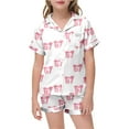 thumbnail image 1 of Valentine P𝙖𝙟𝙖𝙢𝙖s Girls 10-12 Button Up Cute Graphic Print Short Sleeve Loungewear Clothes Set Loose Home Clothes 2 Piece Summer Loungewear, 1 of 4