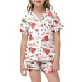 thumbnail image 1 of Valentine P𝙖𝙟𝙖𝙢𝙖s Toddler Girls Button Down P𝙟s Cute Printed Short Sleeve & Short Pants Outfit Comfortable Home Outfit Set 2 Piece Satin P𝙖𝙟𝙖𝙢𝙖 Outfits, 1 of 4