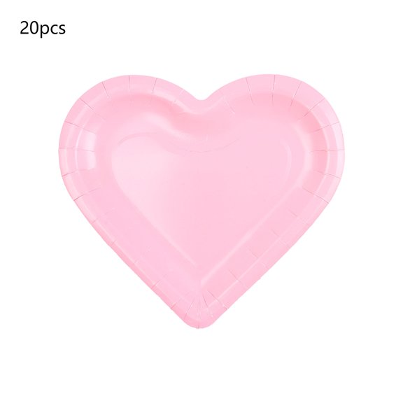 Valentine Paper Plates 7.5 Inch Heart Shaped Disposable Plates Red Pink Heart Decorative Tableware for Valentine Anniversary Birthday Wedding Party Supplies, 20Pcs