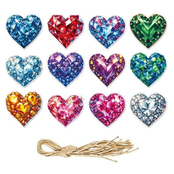 Valentine Party Decoration Hanging Tags With Heart Shape Design, Glossy Paper Material And Golden Lines For Birthday Wedding Celebration Decoration