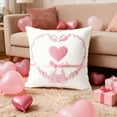 thumbnail image 1 of Valentine Pillow Cover Nylon Square Pillowcase Red Heart Embroidery Romantic Valentine's Day Home Decor Valentine Decorations, 1 of 6