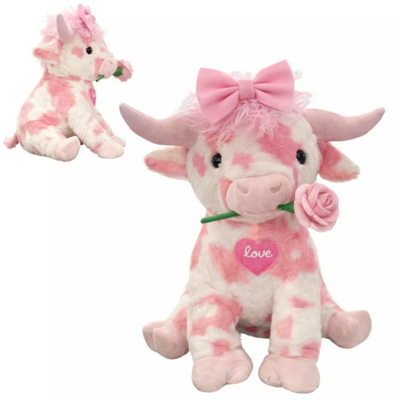 Valentine Pink Cow Stuffed Animal - Fun Seasonal Plush for Kids and Adult Collectors - Perfect for Decorating Rooms and Valentine's Day