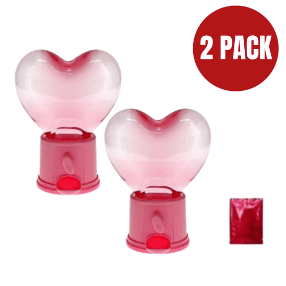Valentine Pink Mini Heart-Shaped Candy Snack Dispensers, 2 Pack Fun Kitchen & Party Favor Treat Containers Includes Bonus Exclusive LaPrima Morceau Bonbon