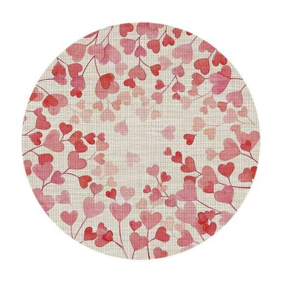 Valentine Placemat Round Heart Shaped Placemat Set Heat Insulating Table Mat for Dining Table Decor Anniversary Wedding Party Supplies