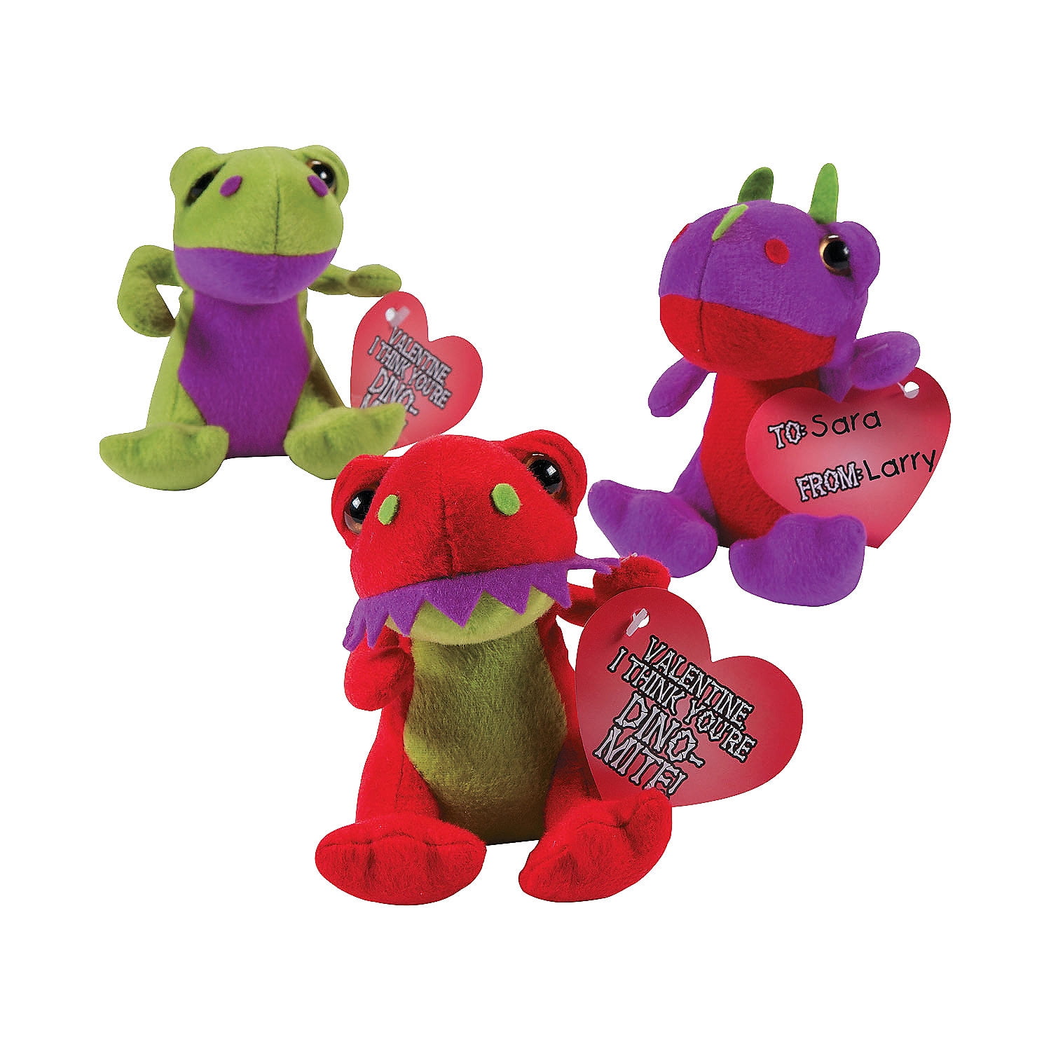 Valentine Plush Dinosaurs Party Favors 12 Pieces
