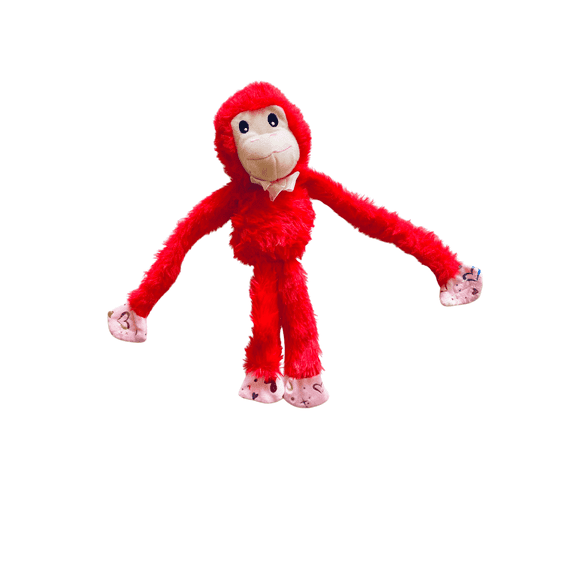 Valentine Plush Hanging Monkey Soft Red Stuffed Animal with Self-Stick Hands & Pink Bow