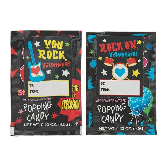 Valentine Pop Rocks Hard Candy with To/From Sticker, Edibles, Valentine's Day, 12 Pieces