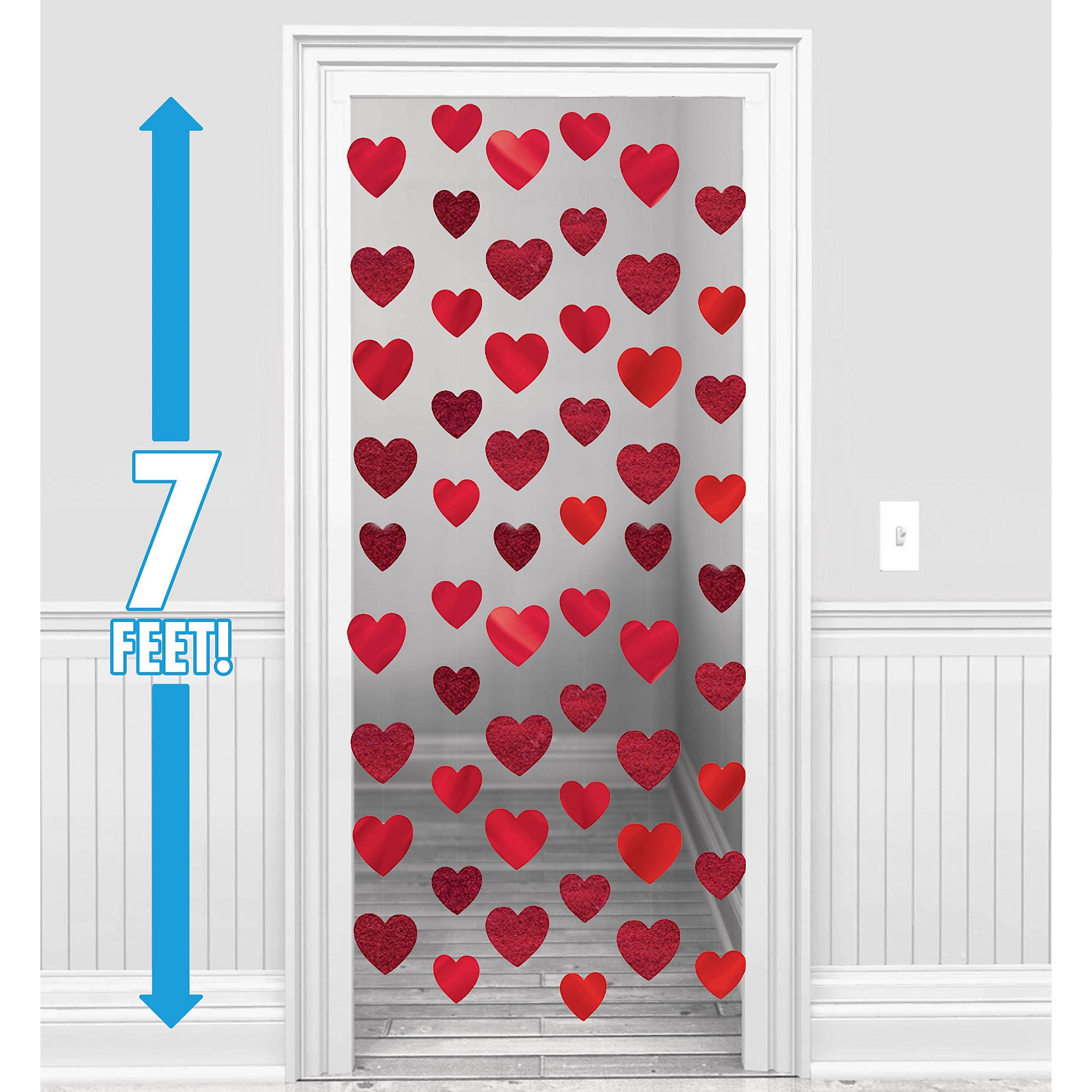 Amscan Valentine Red Candy Hearts String Decoration, Paper, 6 Ct, Party ...