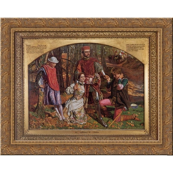 Valentine Rescuing Sylvia from Proteus 23x20 Gold Ornate Wood Framed Canvas Art by Hunt, William Holman