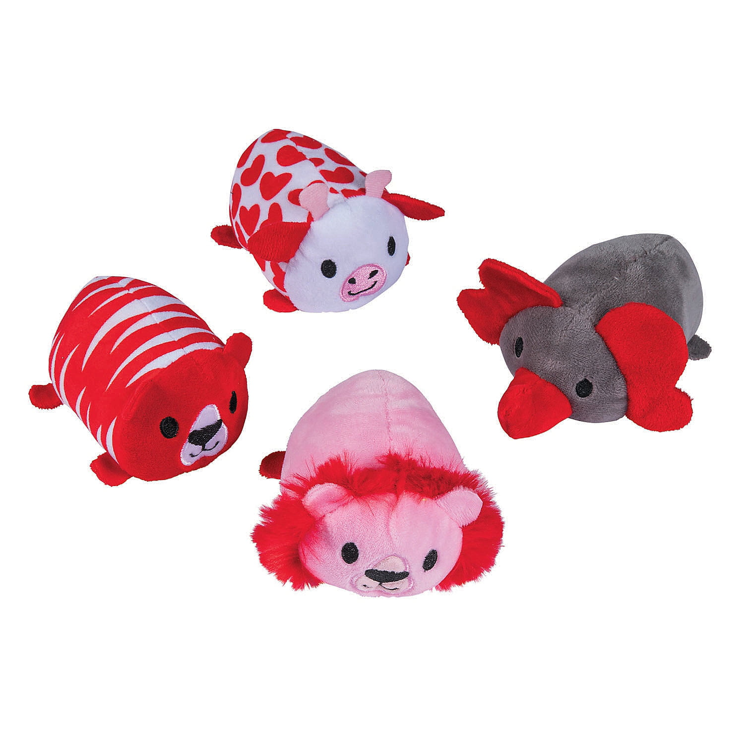 Valentine Roly Poly Plush Animals Party Favors 12 Pieces
