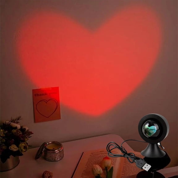 Valentine Romantic Heart Projector Light, LED Projection Lamp, USB Night Lighting for Atmosphere Sleep Room Decor Aesthetic Photography Valentine Gift