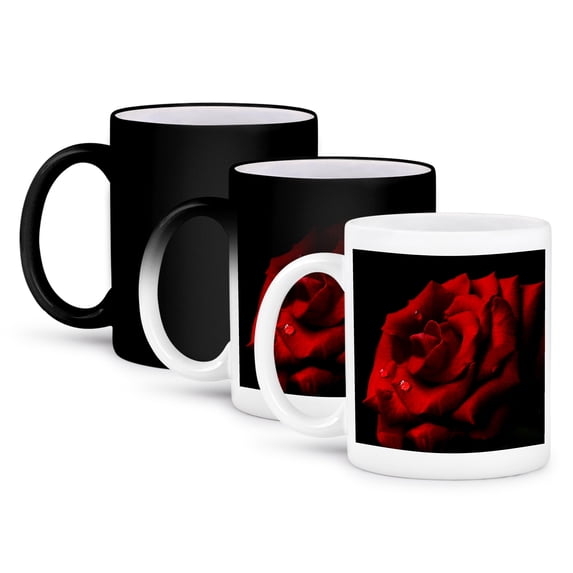 3dRose, Valentine rose, 11oz Magic Transforming Mug