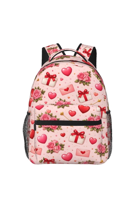 Valentine Roses Hearts Backpack Lightweight Rucksack Travel Bag for Men and Women