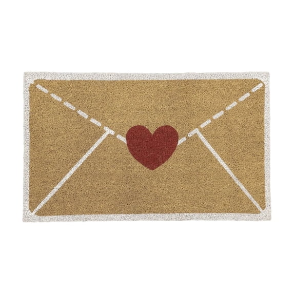 Valentine Outdoor Rug - 18"x30" Red Heart Envelope Coir Door Mat | Non-Slip Wear-Resistant Indoor Outdoor Welcome Mat