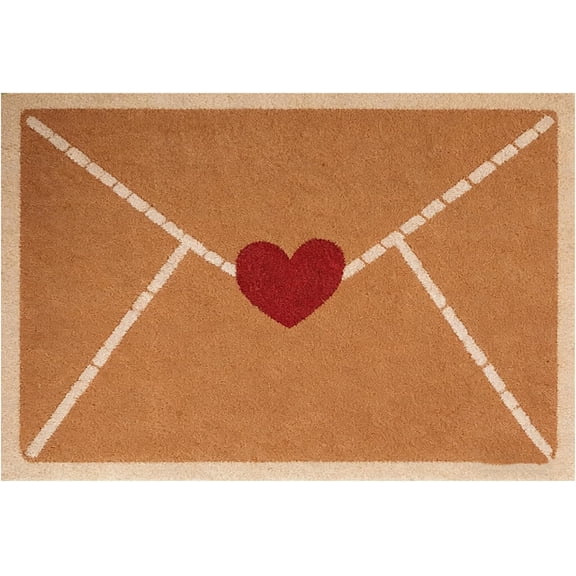 Valentine Rug Outdoor, Envelope Heart Artificial Coir Door Mat, Valentine's Day Thickened Wear-Resistant and Non-Slip Red Love Heart Welcome Floor Mats for Indoor/Outdoor(A, 15.7*23.6 in)