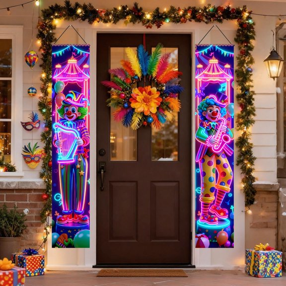 Valentine'S Carnival Porch Sign Door Banner Carnival Celebration Door Hanging With Punch Holes And Ribbons For Festive Party