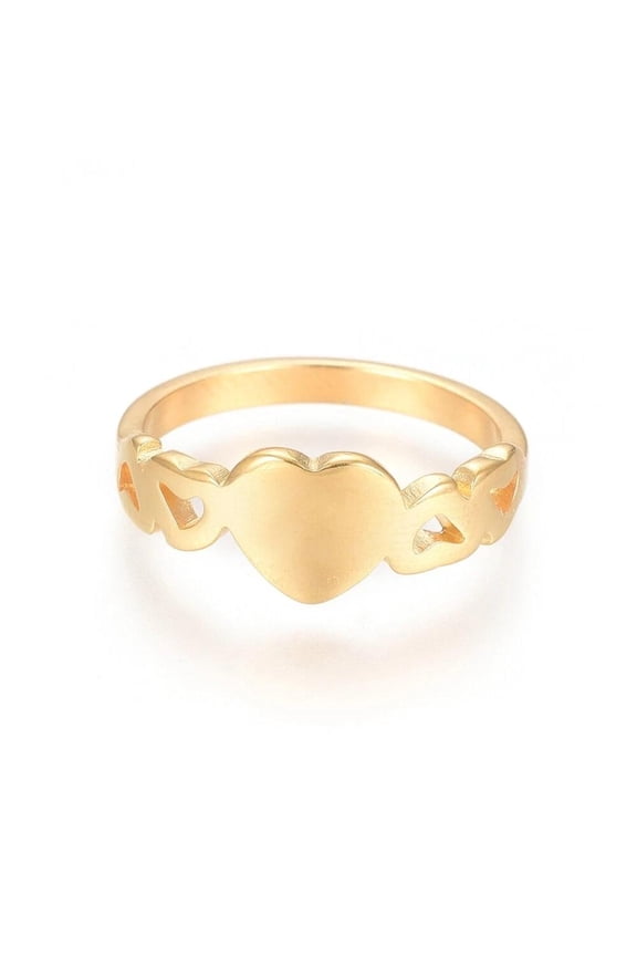 Valentine'S Day 304 Stainless Steel Ring Heart Gold Size 5~9 15~19Mm Z682