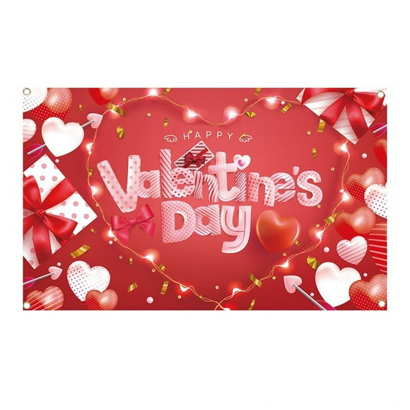 Valentine'S Day Backdrop Banner Love Heart Decorations Photography Background for Valentine'S Day 71X 43.3Inch Polyester Red
