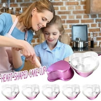 Valentine'S Day Cake Pan,5-Piece Valentine Cake Mold Set ,Aluminum Alloy Heart Shaped Cake Cup With Lid 4 Inch Removable Bottom Non-Stick Oven Safe For Anniversary Valentine'S Day Couple Diy Baking