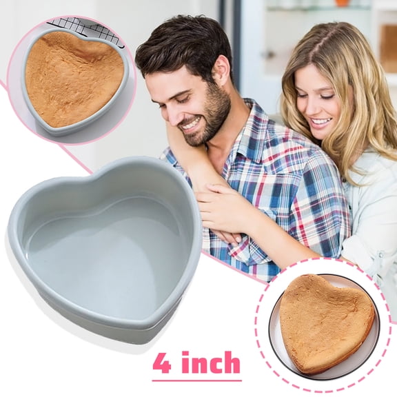 Valentine'S Day Cake Pan,Heart Shaped Cake Mold,Multi-Purpose 4 Inch 3D Heart Baking Mold,Silicone Non-Stick Easy Release For Romantic Dinner Round Love Heart-Shaped Layered Cake Pan