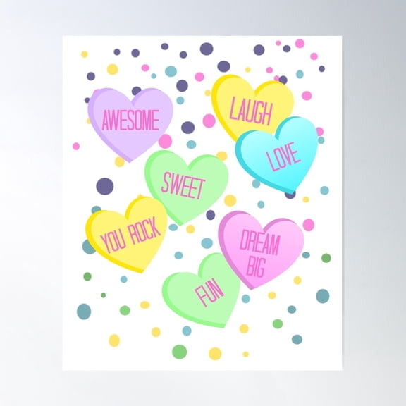Valentine'S Day Candy Conversation Hearts Poster Wall Art, Modern Wall Decor For Living Room Bedroom, 16x24 UNFRAMED
