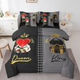 thumbnail image 1 of Valentine'S Day Couple 7 Piece Bed In A Bag King,King And Queen Crown Bedding Set For Women Men,Black Grey His Hers Comforter Set Romantic Sheet Set With Comforter For Husband Wife, 1 of 5