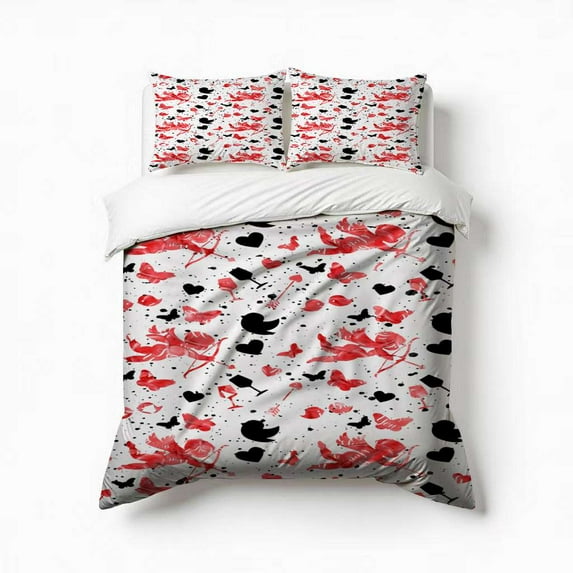 Valentine'S Day Cupid'S Arrow Bedding Set 3 Pcs Soft Microfiber Quilt Cover For Bedroom Decor, Comforter Cover With 2 Pillowcase