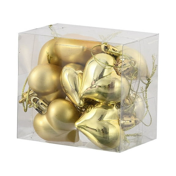Valentine'S Day Decorations 12 Pieces Heart Shaped Ornaments 1.77 Inches Gold Romantic Pvc Christmas Tree Hanging Decor Heart Ornaments Gold